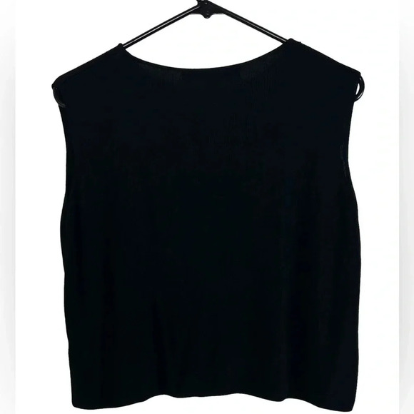 Linda Allard Ellen Tracy Black Fine Rib Sleeveless Top Cropped Womens Size Large - Picture 3 of 6